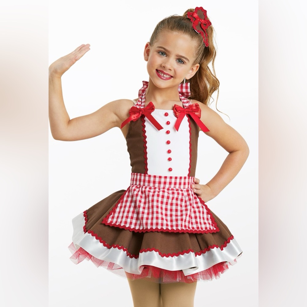 Weissman “Gingerbread man” Halter Kids Dance Costume Tutu Halloween Dress Up